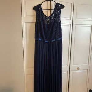 Navy blue David’s Bridal Bridesmaid dress